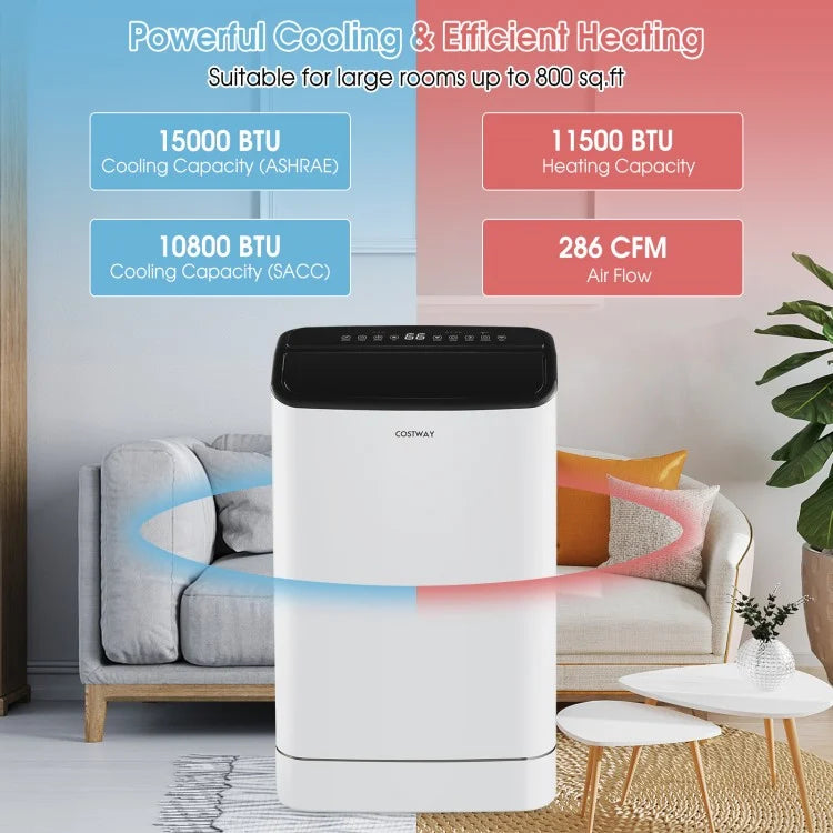15000 BTU Portable Air Conditioner with Remote Control and App Control
