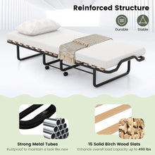 Load image into Gallery viewer, Portable Folding Double Bed with Foam Mattress and Casters
