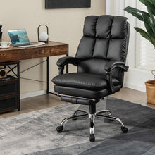 Load image into Gallery viewer, Costway Black Leather Reclining Couch with Retractable Footrest - Suitable for Bedroom, Office, and Study
