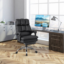 Load image into Gallery viewer, Costway Black Leather Reclining Couch with Retractable Footrest - Suitable for Bedroom, Office, and Study
