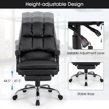 Load image into Gallery viewer, Costway Black Leather Reclining Couch with Retractable Footrest - Suitable for Bedroom, Office, and Study

