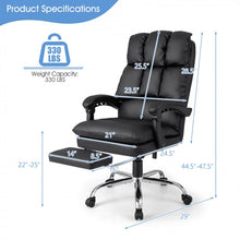 Load image into Gallery viewer, Costway Black Leather Reclining Couch with Retractable Footrest - Suitable for Bedroom, Office, and Study
