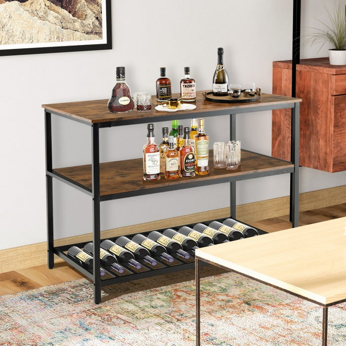 Industrial Style Multifunctional 3-Tier Kitchen Island Countertop Table