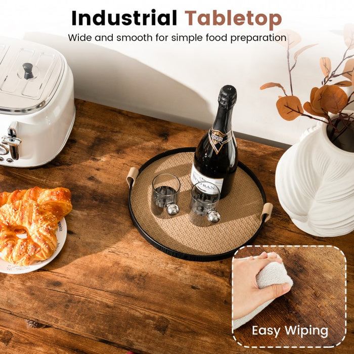 Industrial Style Multifunctional 3-Tier Kitchen Island Countertop Table