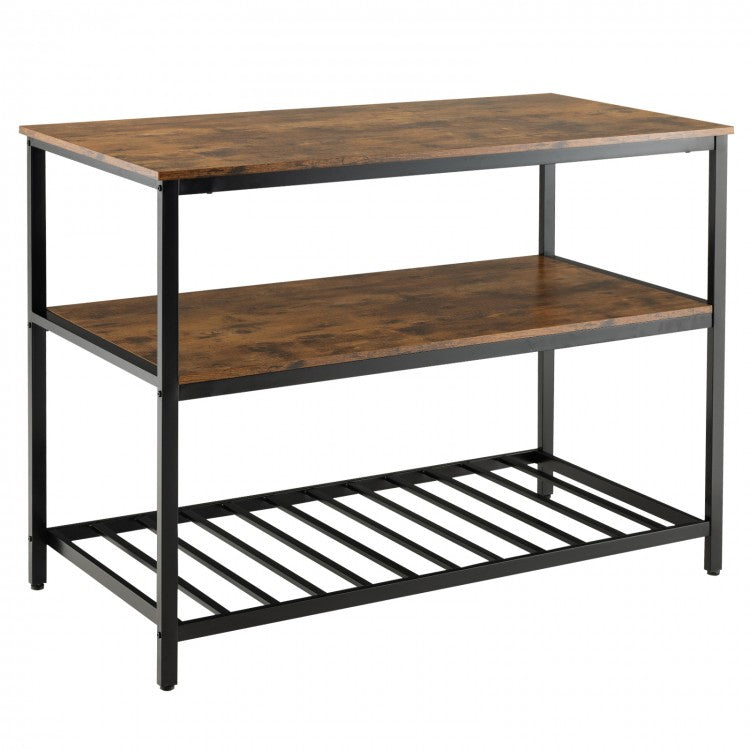 Industrial Style Multifunctional 3-Tier Kitchen Island Countertop Table