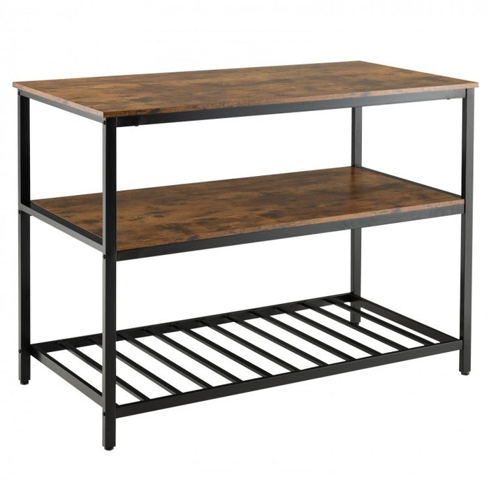 Industrial Style Multifunctional 3-Tier Kitchen Island Countertop Table
