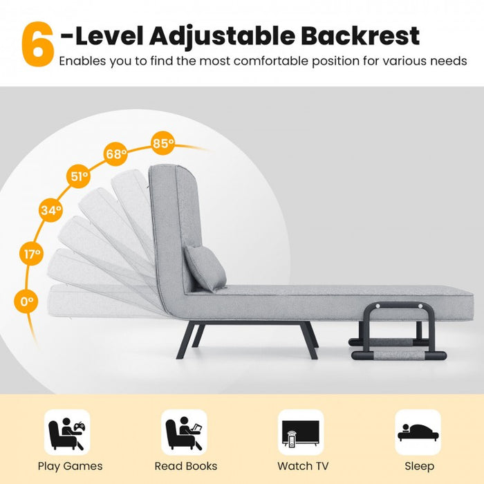 Multifunctional Convertible Sofa Bed Lounger with Armrests and Pillows