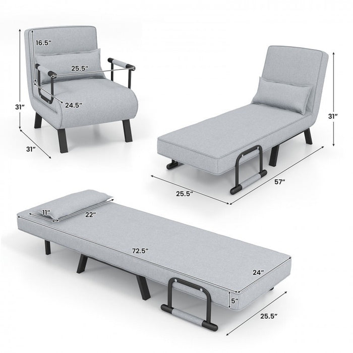 Multifunctional Convertible Sofa Bed Lounger with Armrests and Pillows