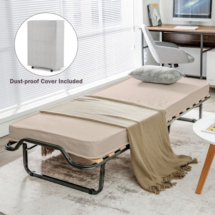 Portable Folding Bed with Foam Mattress and Dust Cover Bag