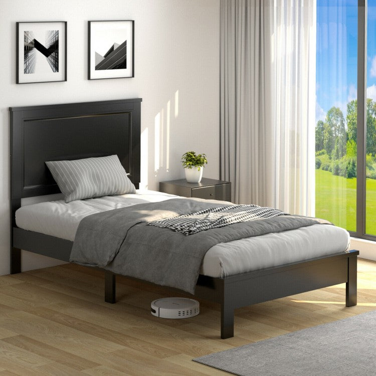 Vintage Farmhouse Black High Headboard Twin Bed Frame