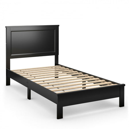 Vintage Farmhouse Black High Headboard Twin Bed Frame