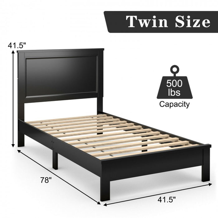 Vintage Farmhouse Black High Headboard Twin Bed Frame