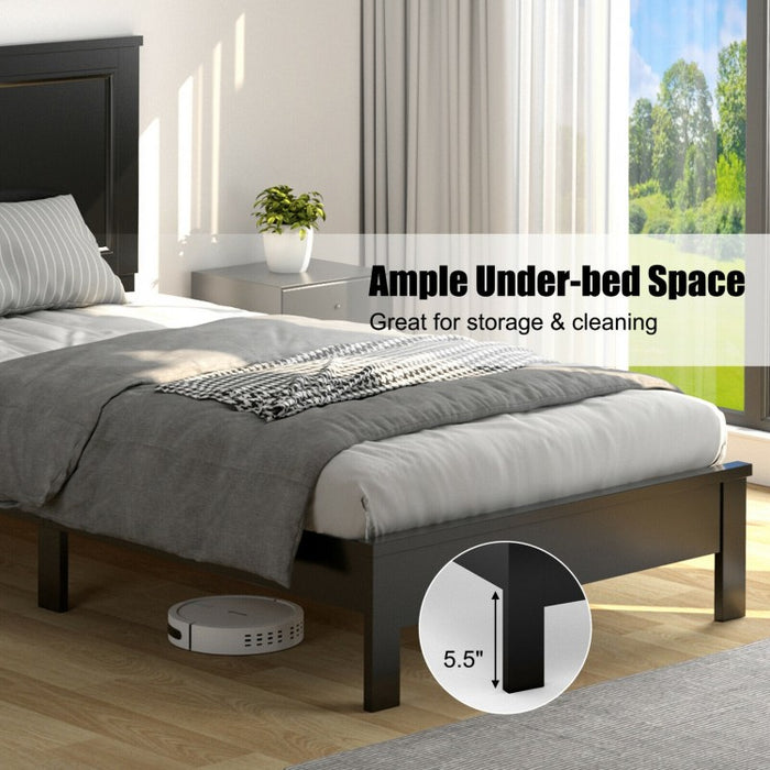Vintage Farmhouse Black High Headboard Twin Bed Frame