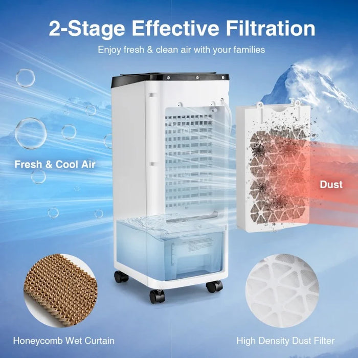 3-in-1 Evaporative Air Cooler with Fan 3.5L Water Tank and 2-12 Hour Timer