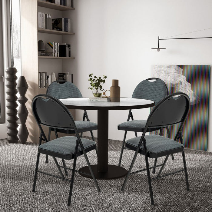 Portable Gray Padded Folding Office Chair