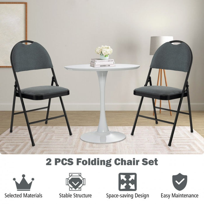Portable Gray Padded Folding Office Chair