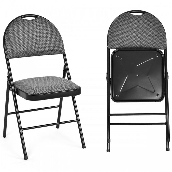 Portable Gray Padded Folding Office Chair