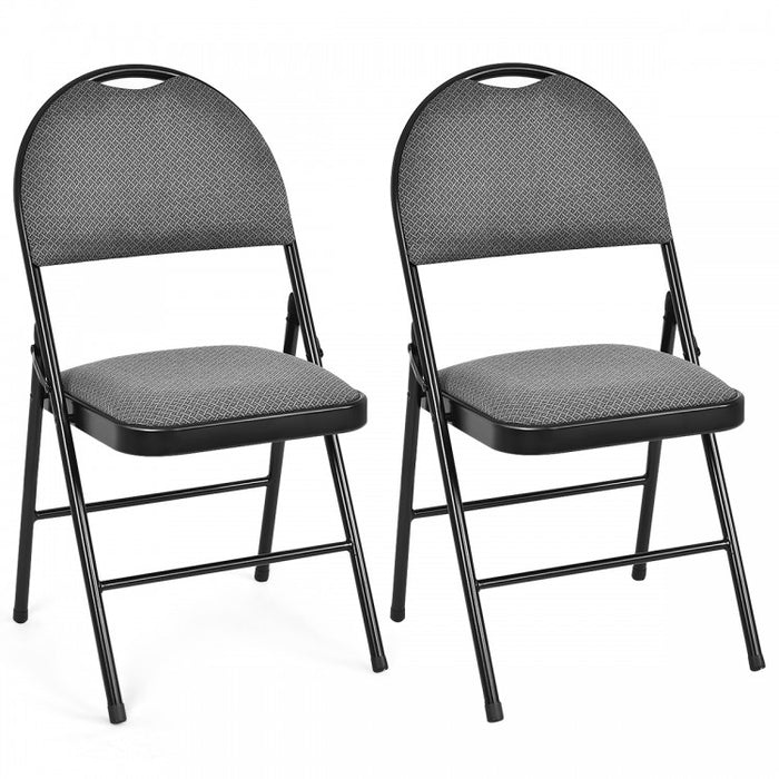 Portable Gray Padded Folding Office Chair