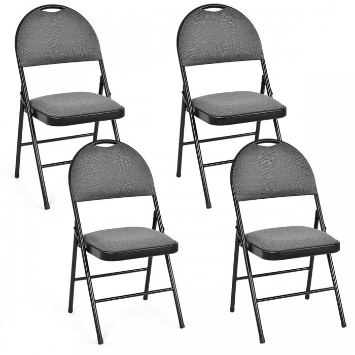 Portable Gray Padded Folding Office Chair