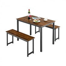 Load image into Gallery viewer, Costway Modern Dining Room Table 3-Piece Set with 2 Benches - Suitable for Dining Room and Kitchen
