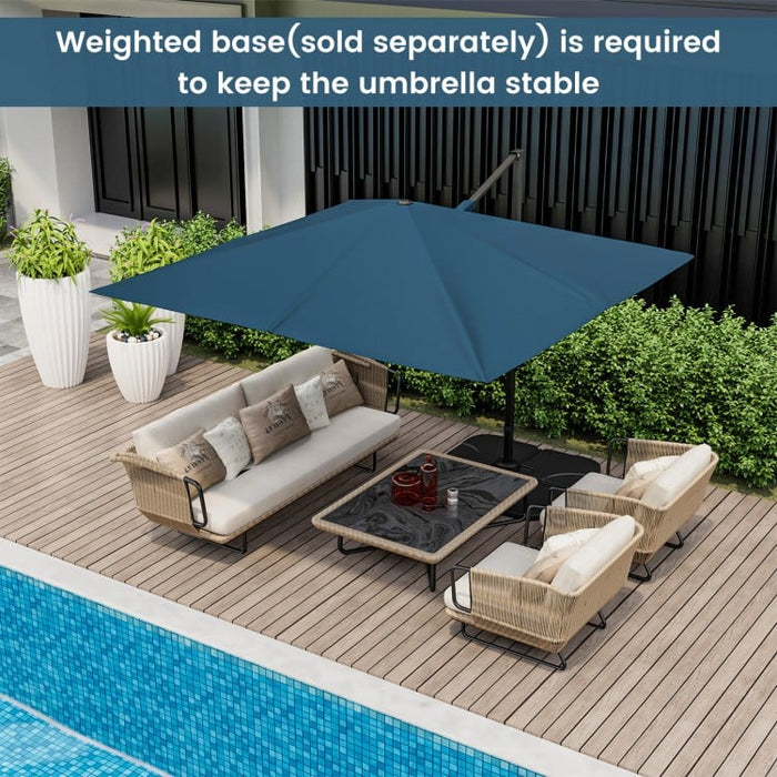 9.5 Ft Square Outdoor Pool Patio Rotating Cantilever Umbrella