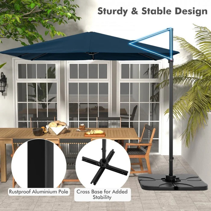 9.5 Ft Square Outdoor Pool Patio Rotating Cantilever Umbrella