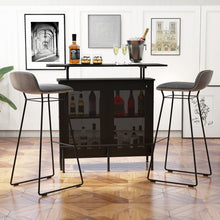Charger l&#39;image dans la galerie, Costway Black Bar and Cabinet with 2-Tier Storage Shelves and High Glass Rack - Suitable for Bar and Restaurant
