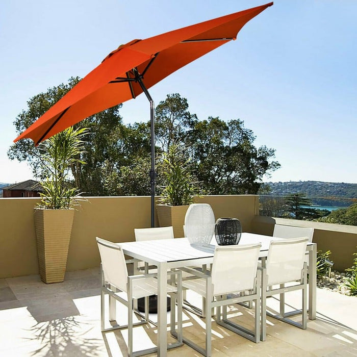 9 Ft Outdoor Patio Umbrella, Adjustable Tilt, Wind-Resistant, Sturdy