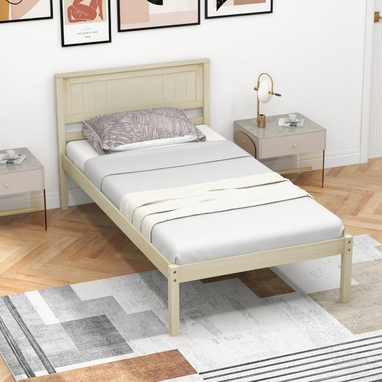 Modern Rustic Solid Wood Bed Frame with Headboard