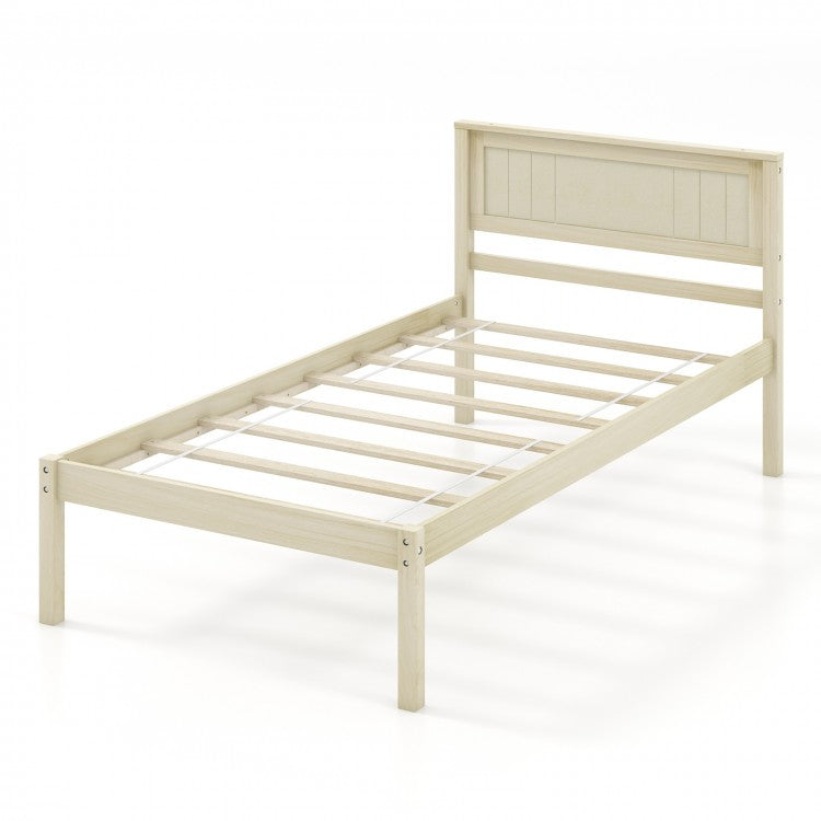 Modern Rustic Solid Wood Bed Frame with Headboard
