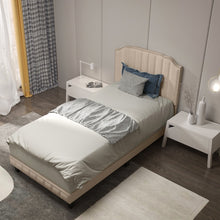Load image into Gallery viewer, Modern Style Tall Headboard Wood Padded Bed Frame
