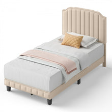 Load image into Gallery viewer, Modern Style Tall Headboard Wood Padded Bed Frame

