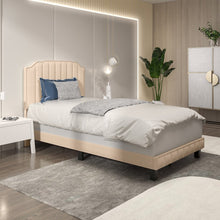 Load image into Gallery viewer, Modern Style Tall Headboard Wood Padded Bed Frame

