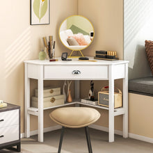 Load image into Gallery viewer, Corner Solid Wood Notebook Computer Desk with Drawers and Open Shelves - Ideal for Bedroom and Study
