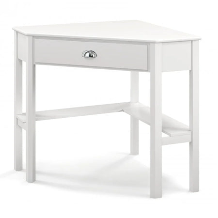Corner Solid Wood Notebook Computer Desk with Drawers and Open Shelves - Ideal for Bedroom and Study