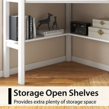 Load image into Gallery viewer, Corner Solid Wood Notebook Computer Desk with Drawers and Open Shelves - Ideal for Bedroom and Study
