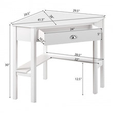 Load image into Gallery viewer, Corner Solid Wood Notebook Computer Desk with Drawers and Open Shelves - Ideal for Bedroom and Study
