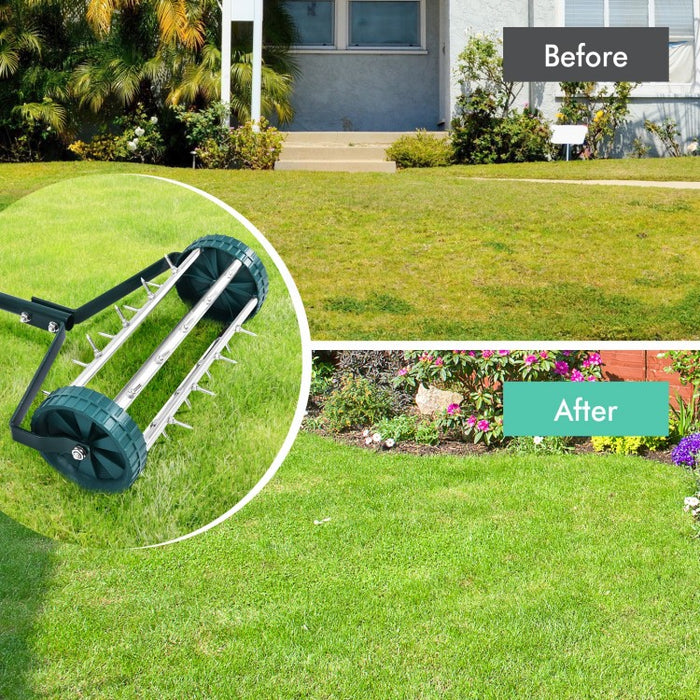 40-Inch Push Walk-Behind Lawn Aerator for Outdoor Garden