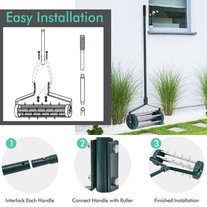 40-Inch Push Walk-Behind Lawn Aerator for Outdoor Garden