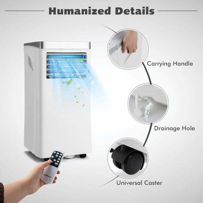 10000 BTU White Portable Air Conditioner with Dehumidifier