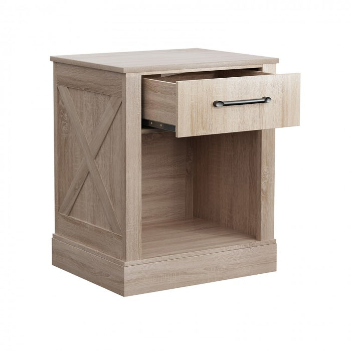 Vintage Open-Concept Bedside Table with Drawers - Bedroom Furniture