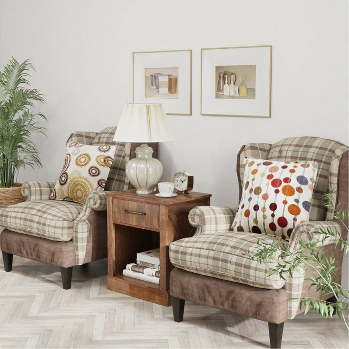 Vintage Open-Concept Bedside Table with Drawers - Bedroom Furniture