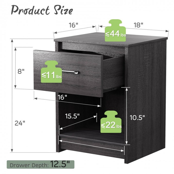 Costway Modern Bedroom Side Table with Drawer - Nightstand Suitable for Office and Dormitory