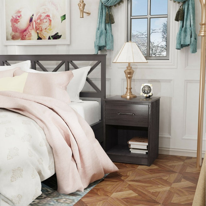 Costway Modern Bedroom Side Table with Drawer - Nightstand Suitable for Office and Dormitory