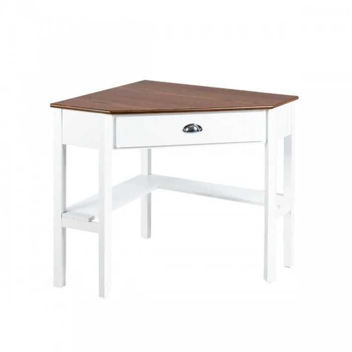 Corner Solid Wood Notebook Computer Desk with Drawers and Open Shelves - Ideal for Bedroom and Study