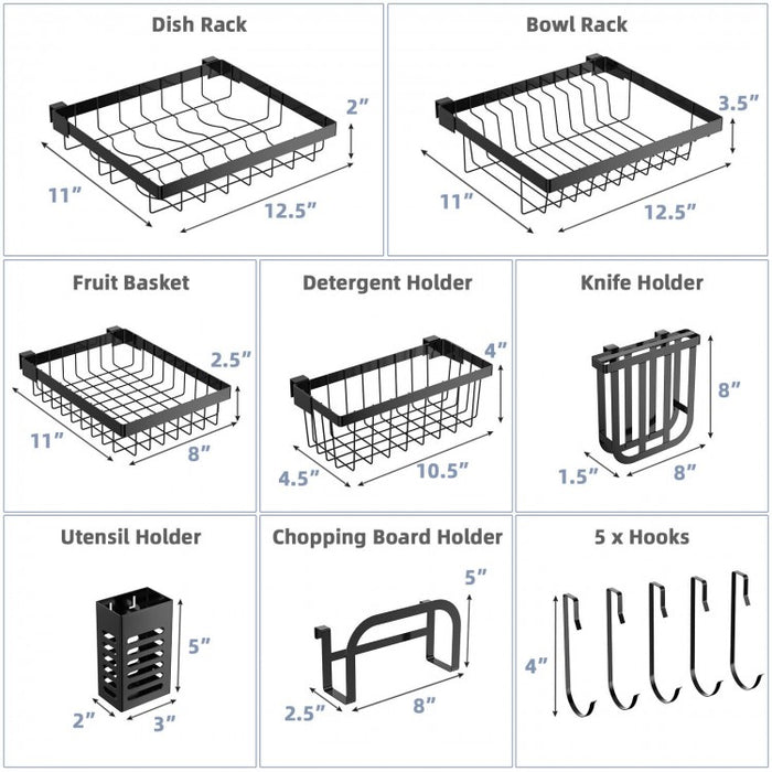 Multifunctional Black 2-Tier Dish Drying Rack for Over Sink