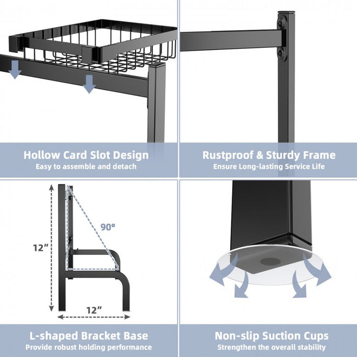 Multifunctional Black 2-Tier Dish Drying Rack for Over Sink