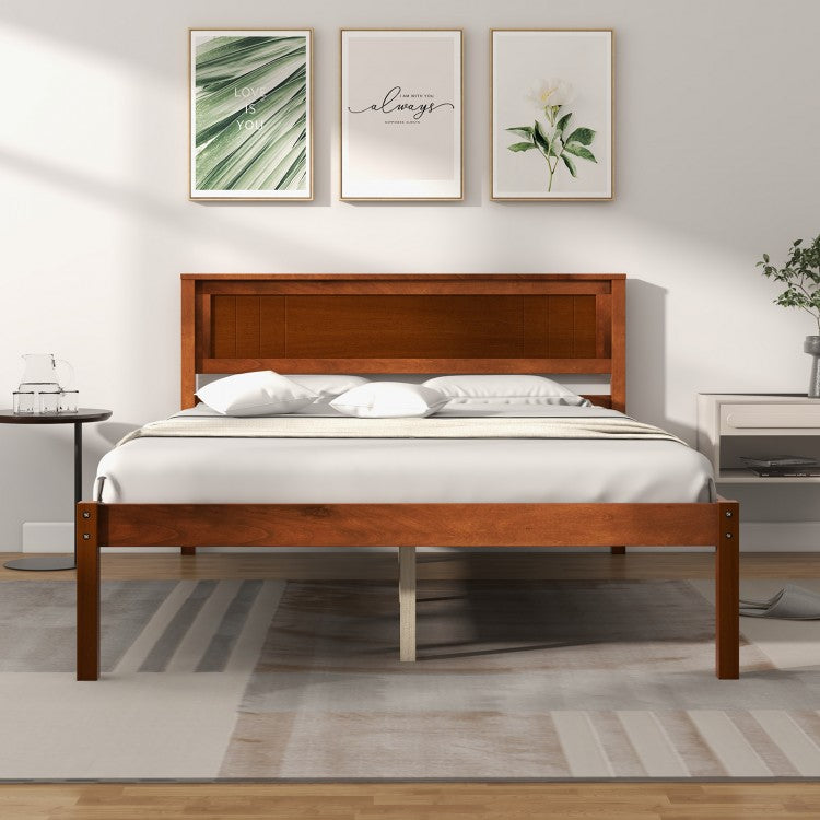 Rustic Style Solid Wood Bed Frame with Under-Bed Storage Space