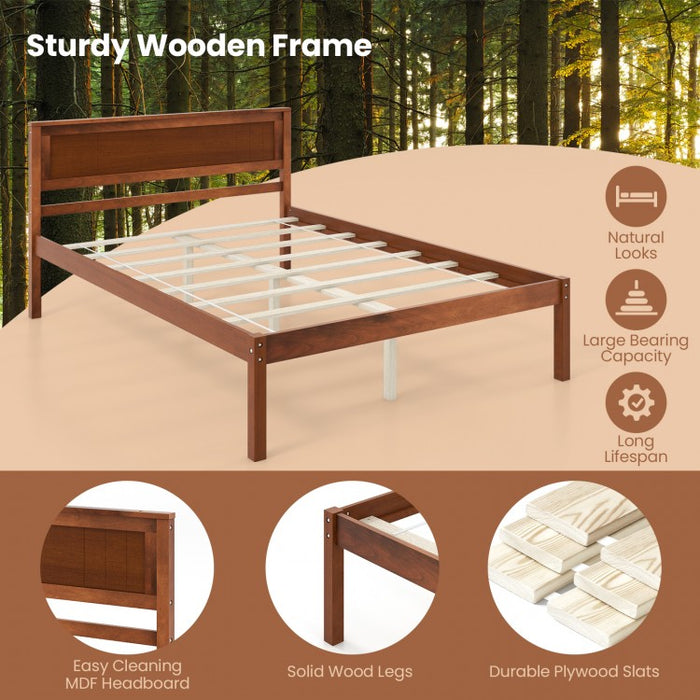 Rustic Style Solid Wood Bed Frame with Under-Bed Storage Space
