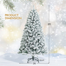 Charger l&#39;image dans la galerie, 6-Foot Flocked Artificial Christmas Tree with Hinged Design and Metal Stand - Suitable for Christmas Decorations
